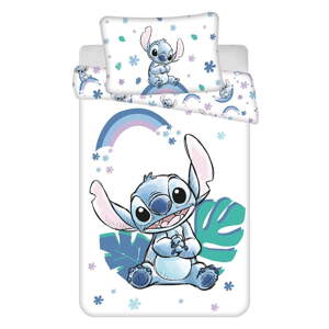 Biela/modrá bavlnená detská obliečka do postieľky 135x100 cm Lilo and Stitch "Rainbow" – Jerry Fabrics