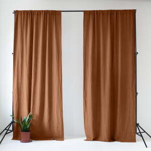 Hnedý ľanový záves 140x170 cm Hazelnut – Linen Tales