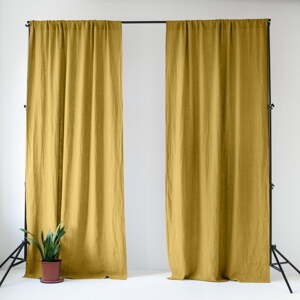 Žltý ľanový záves 140x170 cm Lemon Curry – Linen Tales