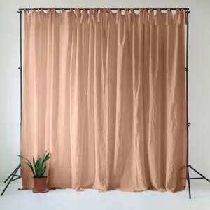 Ružový/hnedý ľanový záves 140x300 cm Cafe Creme – Linen Tales