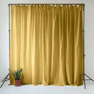 Žltý ľanový záves 140x170 cm Lemon Curry – Linen Tales