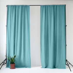 Tyrkysovomodrý ľanový záves 140x330 cm Coastal Blue – Linen Tales