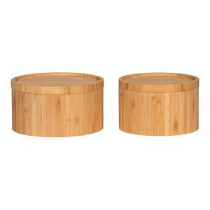 Bambusové úložné boxy v súprave 2 ks s vekom/dekoratívne v prírodnej farbe ø 15x8 cm Chefalu – House Nordic
