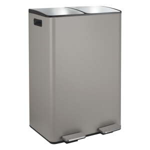 Taupe oceľový odpadkový kôš 2x30 l na triedený odpad/pedálový   Aliya – Spirella