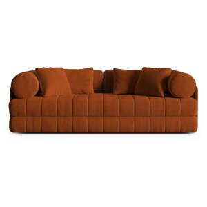 Terakotová zamatová rozkladacia pohovka 206 cm Kemi – Cosmopolitan Design