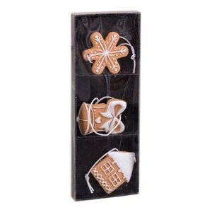 Vianočné ozdoby v súprave 3 ks z polyresínu 5 cm Gingerbread – Casa Selección