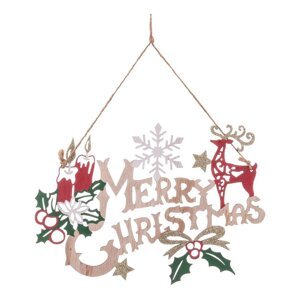 Drevená závesná vianočná dekorácia 29 cm Merry Christmas – Casa Selección