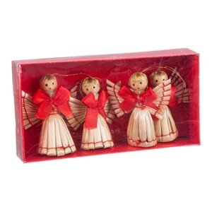 Slamené vianočné ozdoby v súprave 4 ks 13,5 cm Angel – Casa Selección