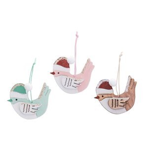 Drevené vianočné ozdoby v súprave 6 ks 8 cm Birds – Casa Selección