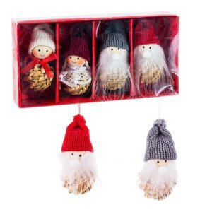 Slamené vianočné ozdoby v súprave 4 ks 7 cm Santa Claus – Casa Selección